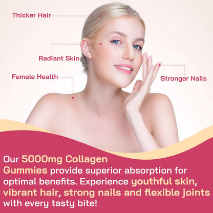 Collagen Gummies for Women – Multi-Collagen Type I-V, 0 Sugar, 180 Gummies