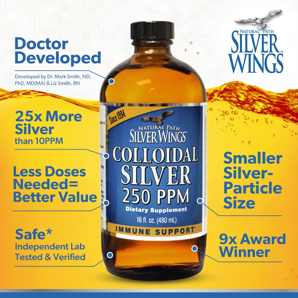 Natural Path Silver Wings Colloidal Silver Liquid 250ppm - 2oz Dropper
