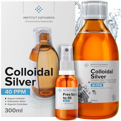 Colloidal Silver Liquid 10 fl oz & Spray | Bioactive Hydrosol Silver Water 40 PPM