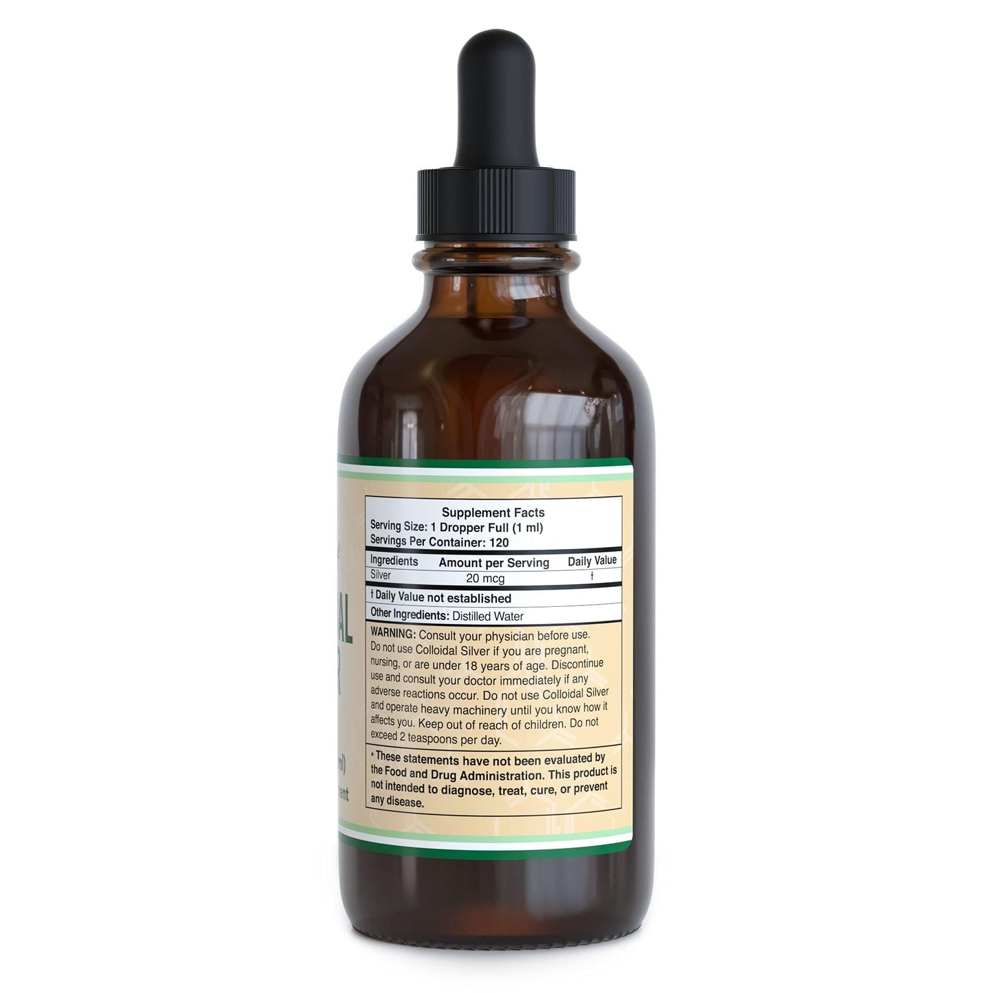 Colloidal Silver Liquid 20 PPM - 4 Fl Oz | Double Wood Supplements