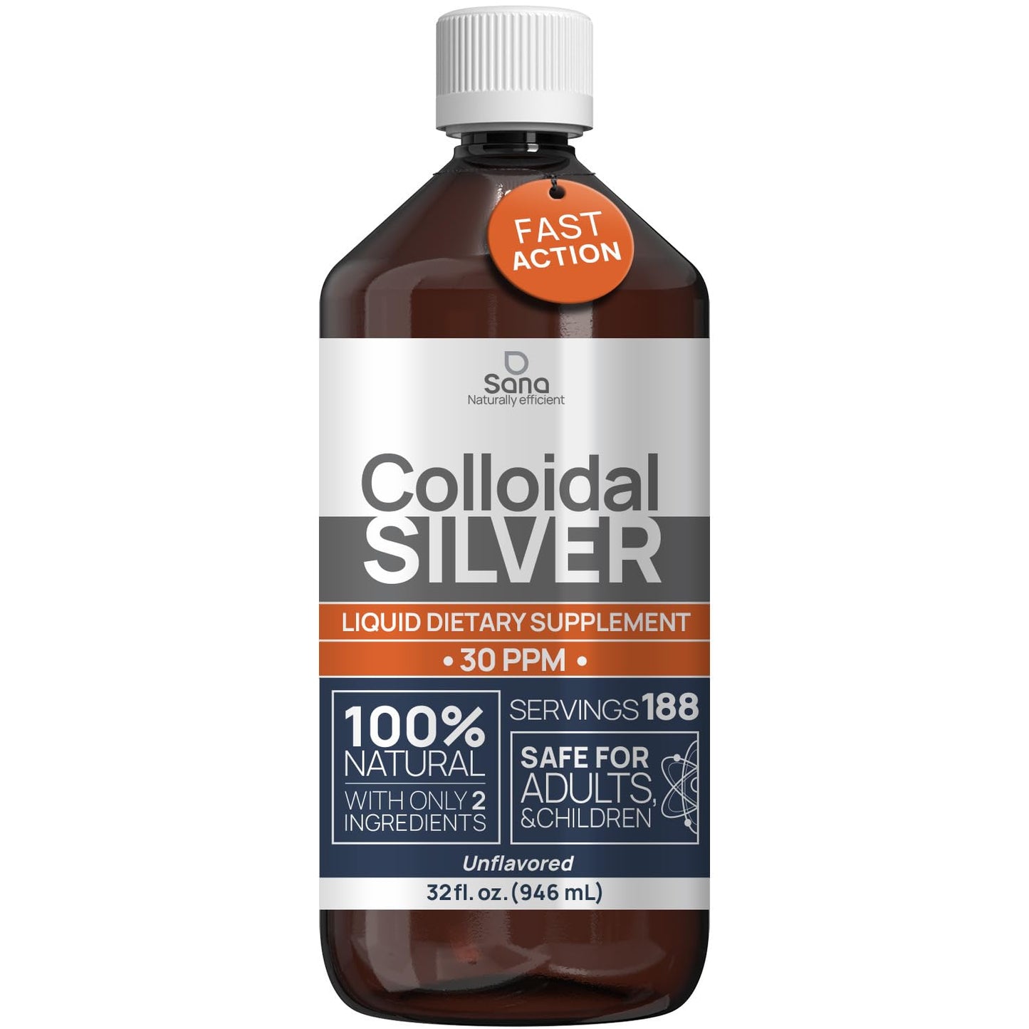 Colloidal Silver Liquid 32 oz - 30 PPM | Bioactive Hydrosol Silver Water