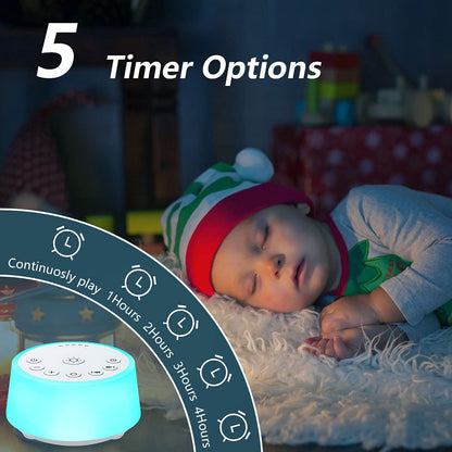 Color Noise Sound Machine – 10-Color Night Light, 25 Sounds, 32 Volume Levels, 5 Timers
