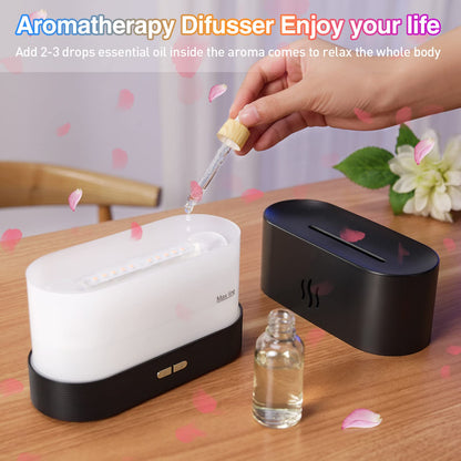 Colorful Flame Aroma Diffuser Humidifier - 7 Flame Colors, Auto-Off, 180mL