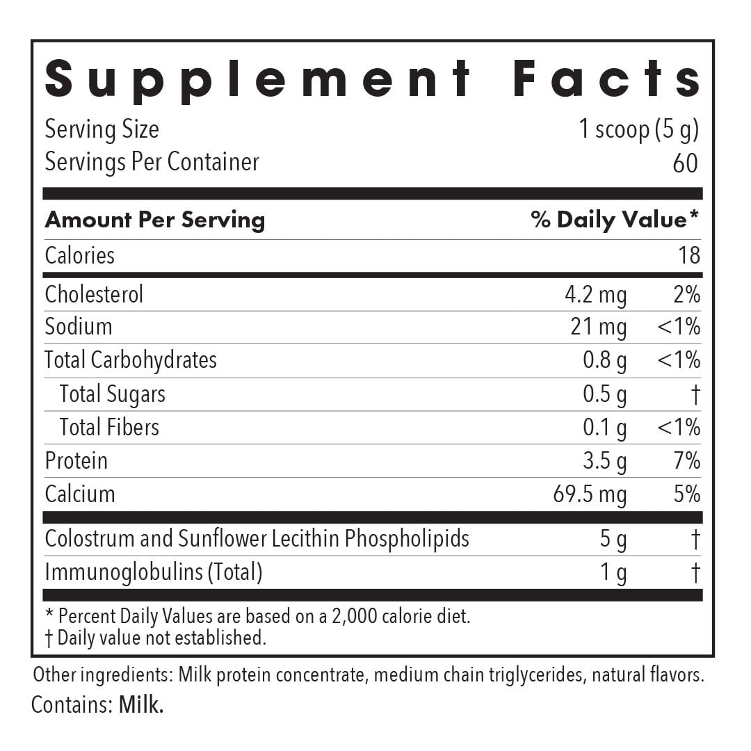 ARG Phospholipid Colostrum Supplement – Bovine Colostrum Powder, Sunflower Phospholipids, 60 Day Supply