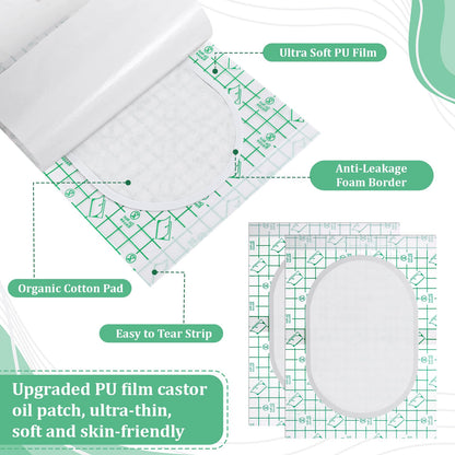 COMNICO 30PCS Castor Oil Pack Wrap – Disposable Self-Adhesive Patch 8x6 in