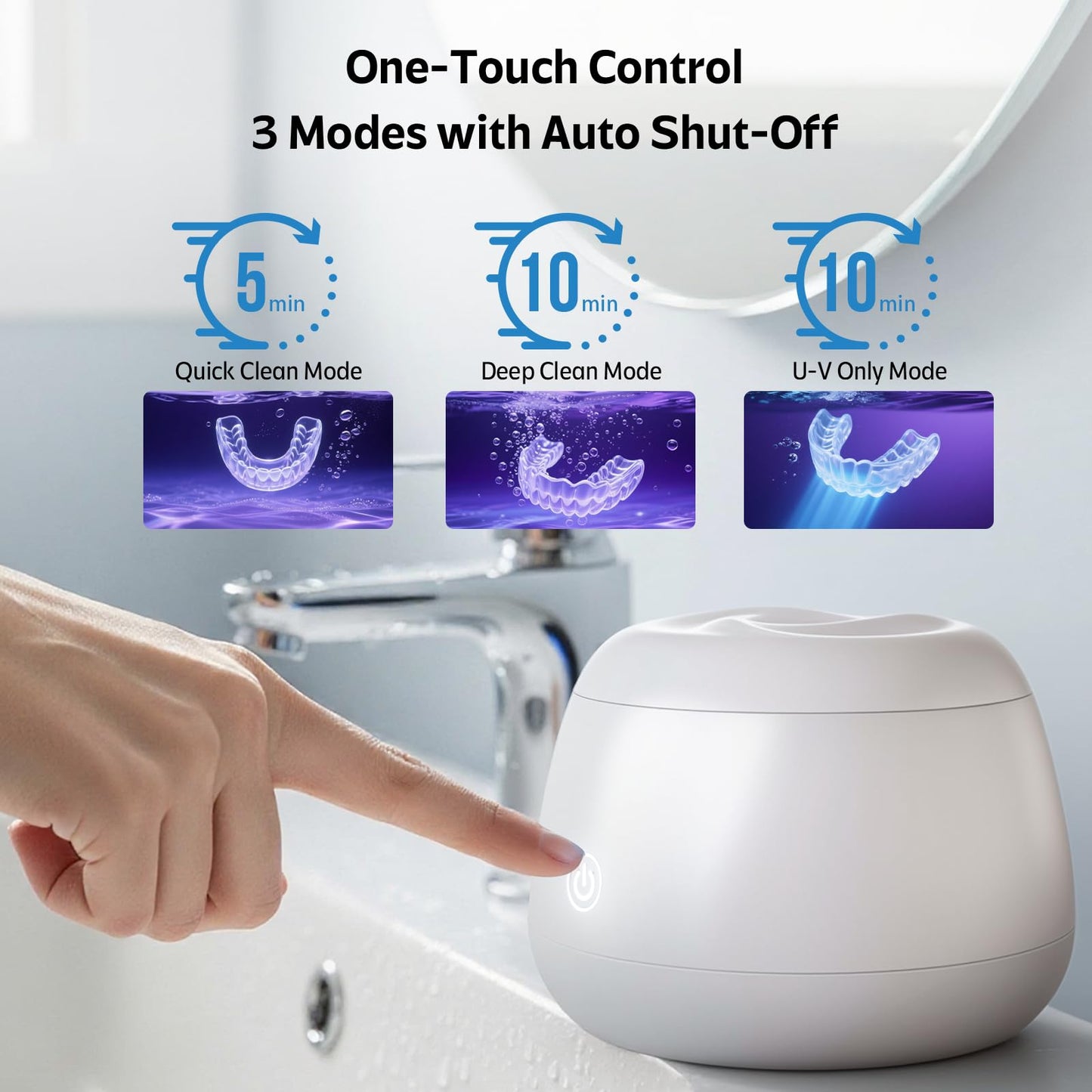 Ultrasonic Retainer Cleaner 48kHz – 200ML Cleaning Pod (White) for Dentures & Aligners