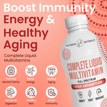 Complete Liquid Multivitamin – High Absorption Blend of Vitamins, Minerals, Amino Acids, Probiotics & Superfoods for Immune, Energy, Joint Health & More | No Sugar Added 30 Servings