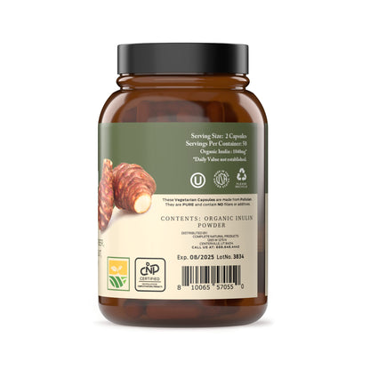 Complete Natural Products Organic Inulin Capsules – 520mg, 100 Pills, Organic Jerusalem Artichoke Inulin, Pack of 2
