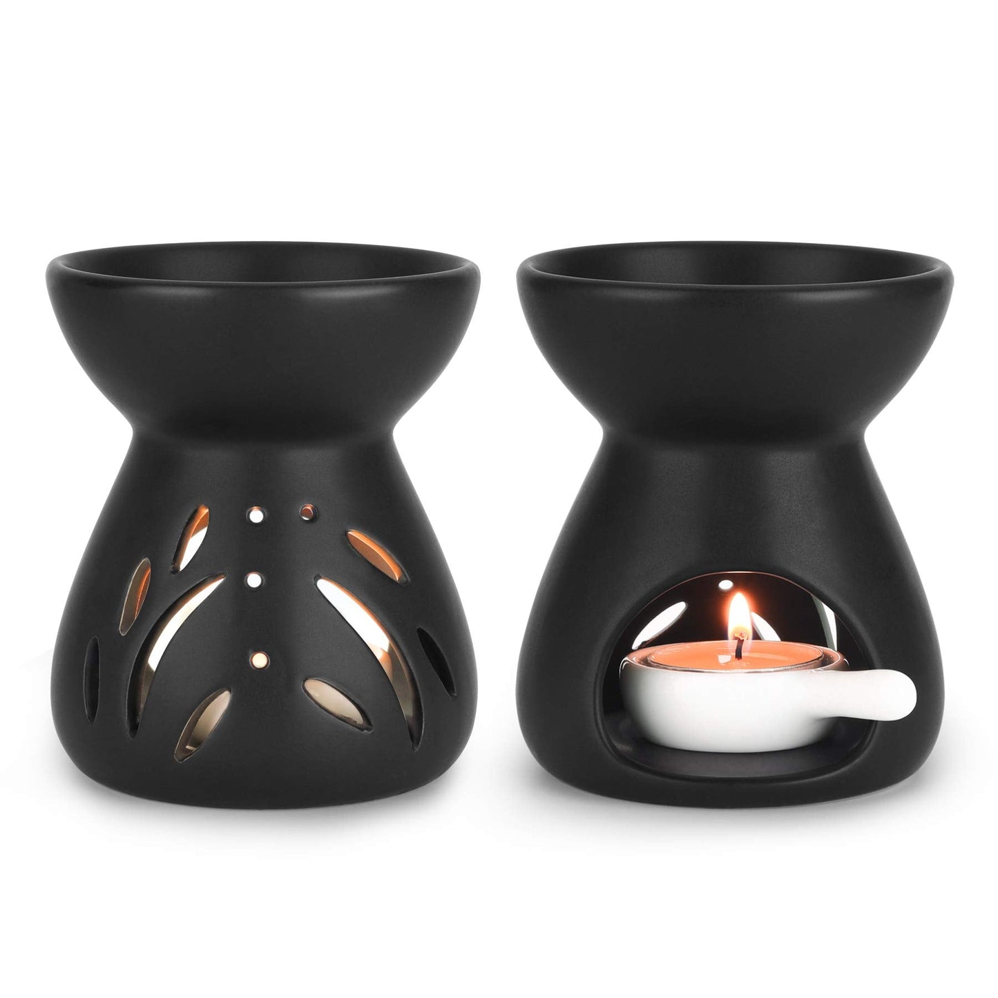 ComSaf 2-Pack Essential Oil Burner – Ceramic Wax Melt Diffusers, Black