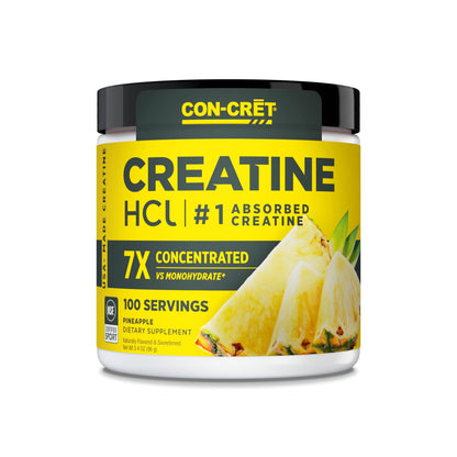 CON-CRET Creatine HCl Powder | Muscle & Cognitive Support | USA Made | NSF Certified | Pineapple (100 Servings)