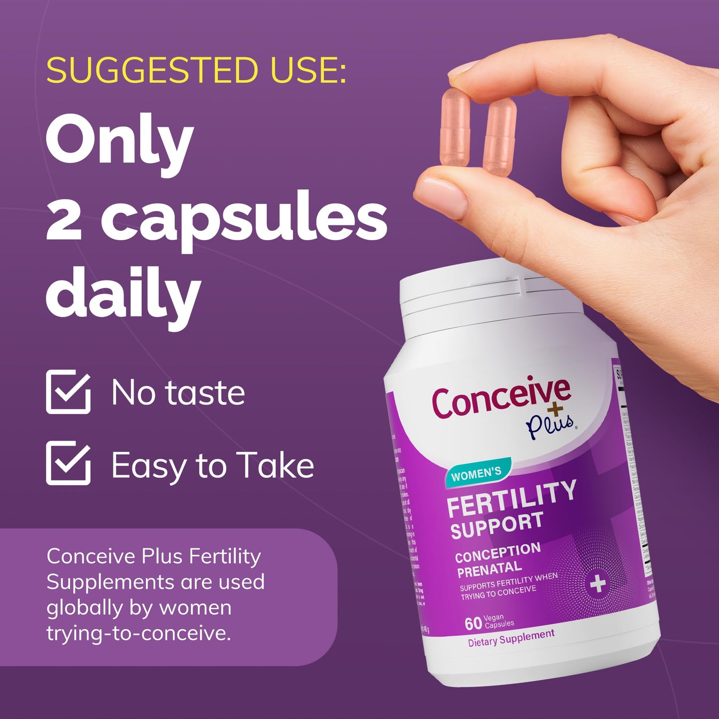 CONCEIVE PLUS Women's Fertility Support - Prenatal Multivitamin for Conception | Non-GMO, Vegan | 30 Days