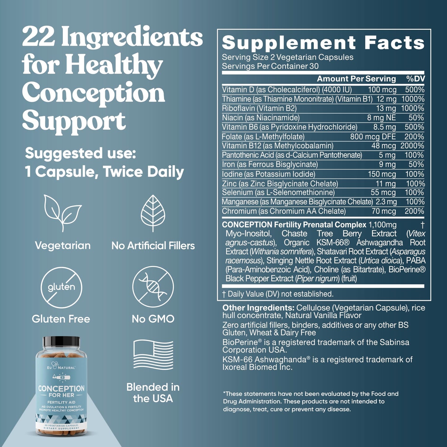 Conception Fertility Supplements for Women – Ovulation & Hormonal Balance | Prenatal Support (60 Veg Soft Capsules)