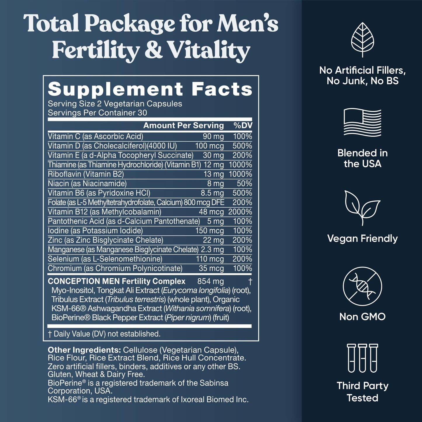 Conception For Him - Men's Fertility Supplements (60 Veg Soft Capsules) | Male Fertility Booster
