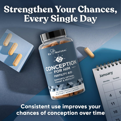 Conception For Him - Men's Fertility Supplements (60 Veg Soft Capsules) | Male Fertility Booster