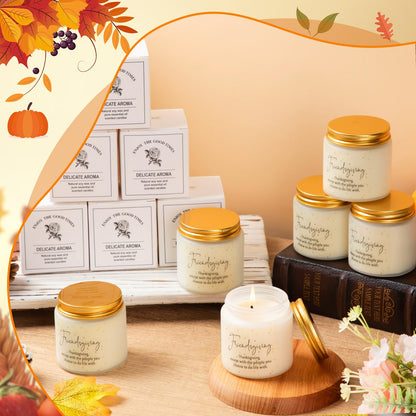 Conelist 6-Piece Thanksgiving Candles Set | 3.5oz Soy Wax Pumpkin-Scented Glass Jars