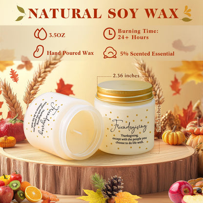 Conelist 3-Piece Thanksgiving Candles Set - 3.5 oz Soy Wax Glass Jars, Pumpkin Scented