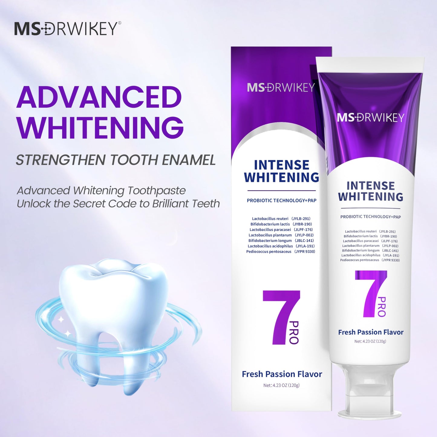 MSDRWIKEY SP-6 Toothpaste Bundle – 6 Probiotics, 7-Pro Whitening, Fluoride-Free