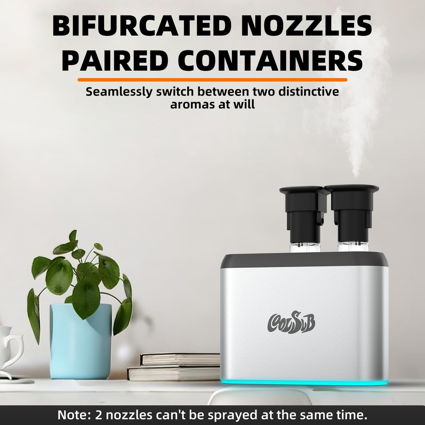 CoolSub Smart Aroma Diffuser | Dual-Nozzle Waterless Diffuser with Bluetooth App & Silent Cool Mist