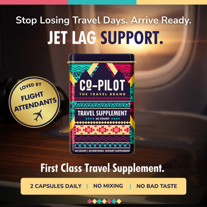 Co-Pilot Travel Vitamin: Jet Lag, Immunity, Digestion & Calm | Vegan, 60 Count