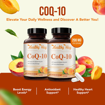 HealthyWayRx CoQ10 200mg Capsules — Non-GMO, Quick Absorption, Once Daily