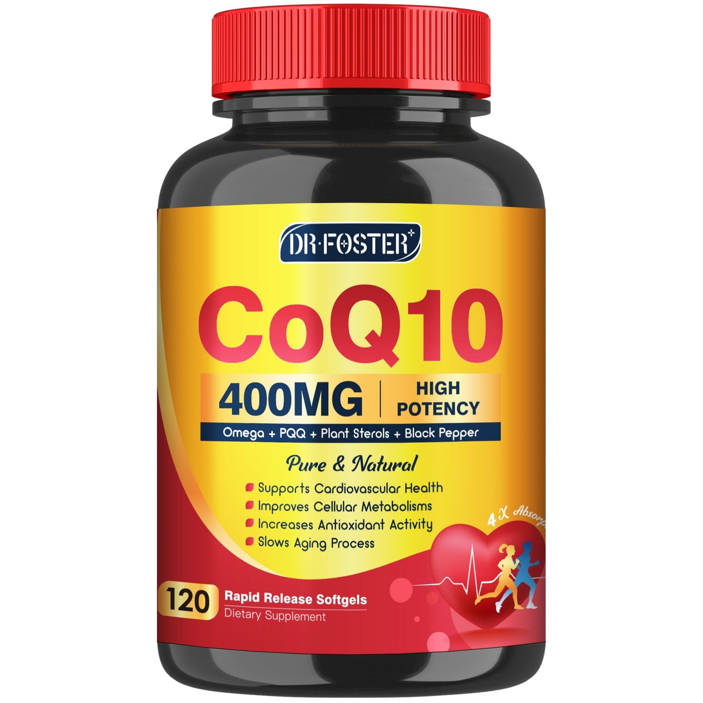 CoQ10 400mg SoftGels with PQQ, Omega 3 & Vitamin E | Heart Health & Cellular Energy - 120 Servings
