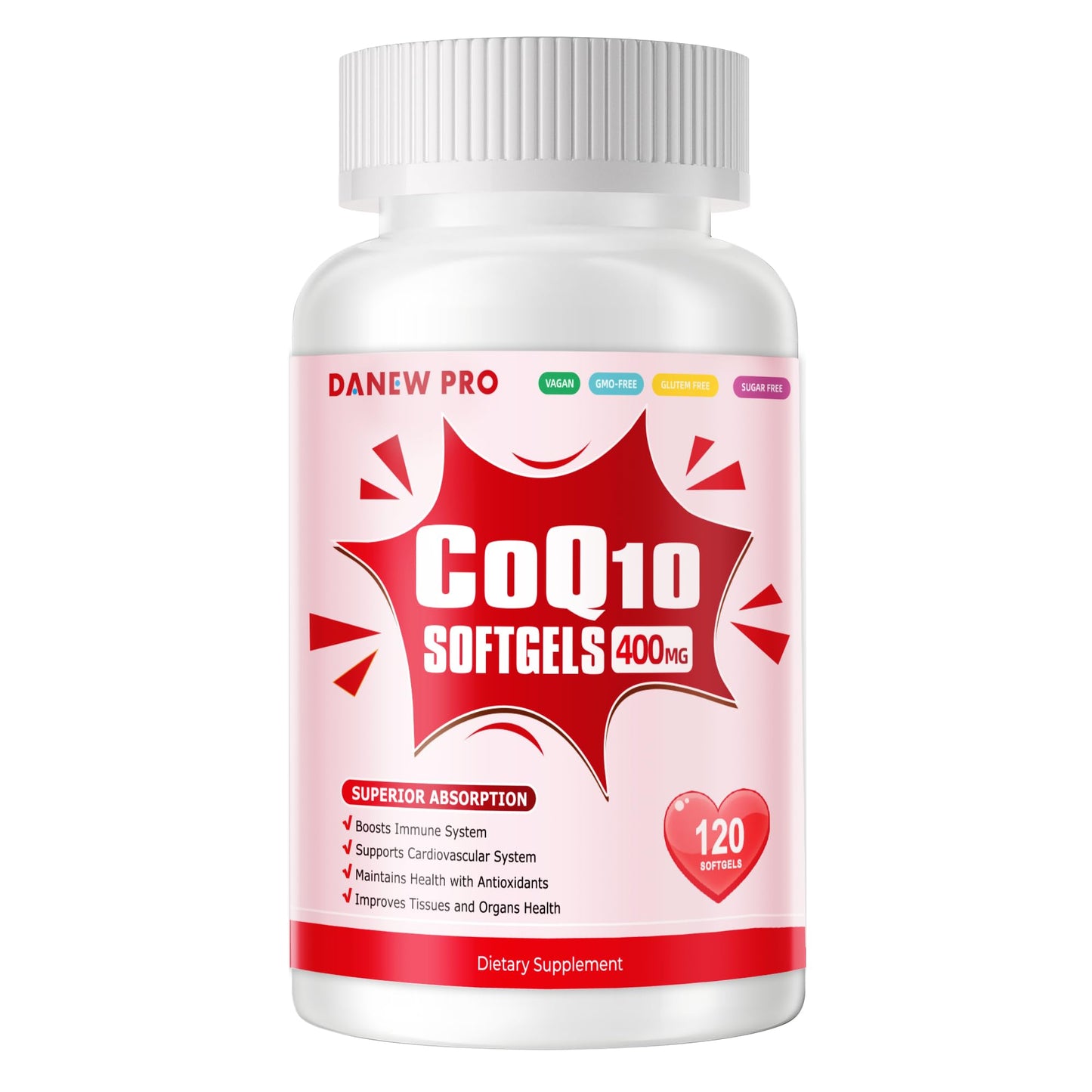 CoQ10 400mg Softgels with PQQ, BioPerine & Omega-3 | High-Absorption Coenzyme Q10 (120 Servings)