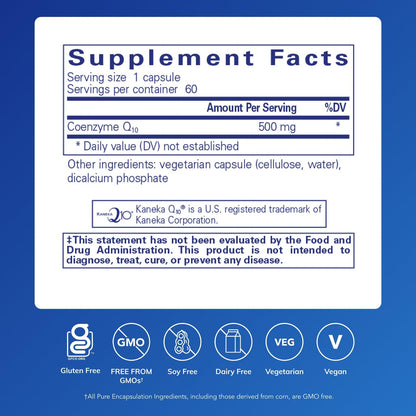 Pure Encapsulations CoQ10 500 mg — Energy, Brain & Cardiovascular Support | 60 Capsules