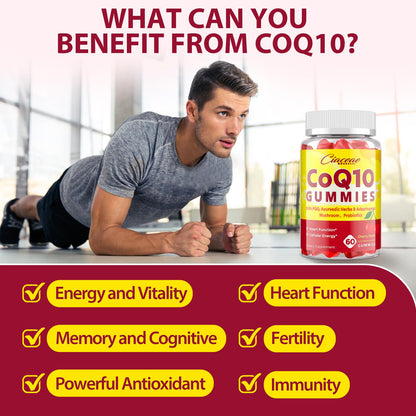 CoQ10 Gummies with PQQ 400 mg – High Potency, Cherry Flavor, 120 Vegan Gummies