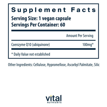 Vital Nutrients CoQ10 100mg – Vegan CoQ10 Supplement | Heart Health & Energy