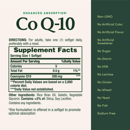Nature’s Bounty CoQ10 200 mg Softgels – Twin Pack, 160 Rapid Release | Heart Health & Cellular Energy