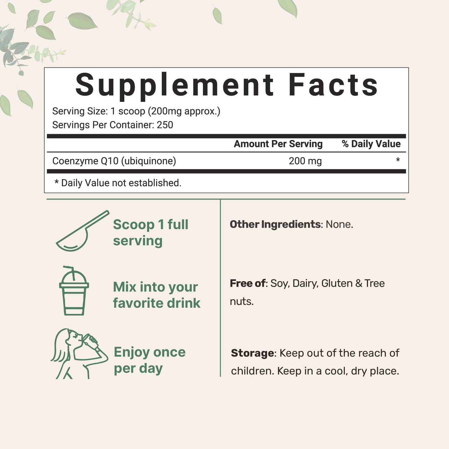 Micro Ingredients CoQ10 Water Soluble Powder - 200mg/Serving, 50g