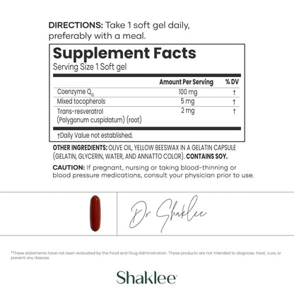 CoQHeart with Q-Trol - CoQ10 & Resveratrol for Heart Health & Energy