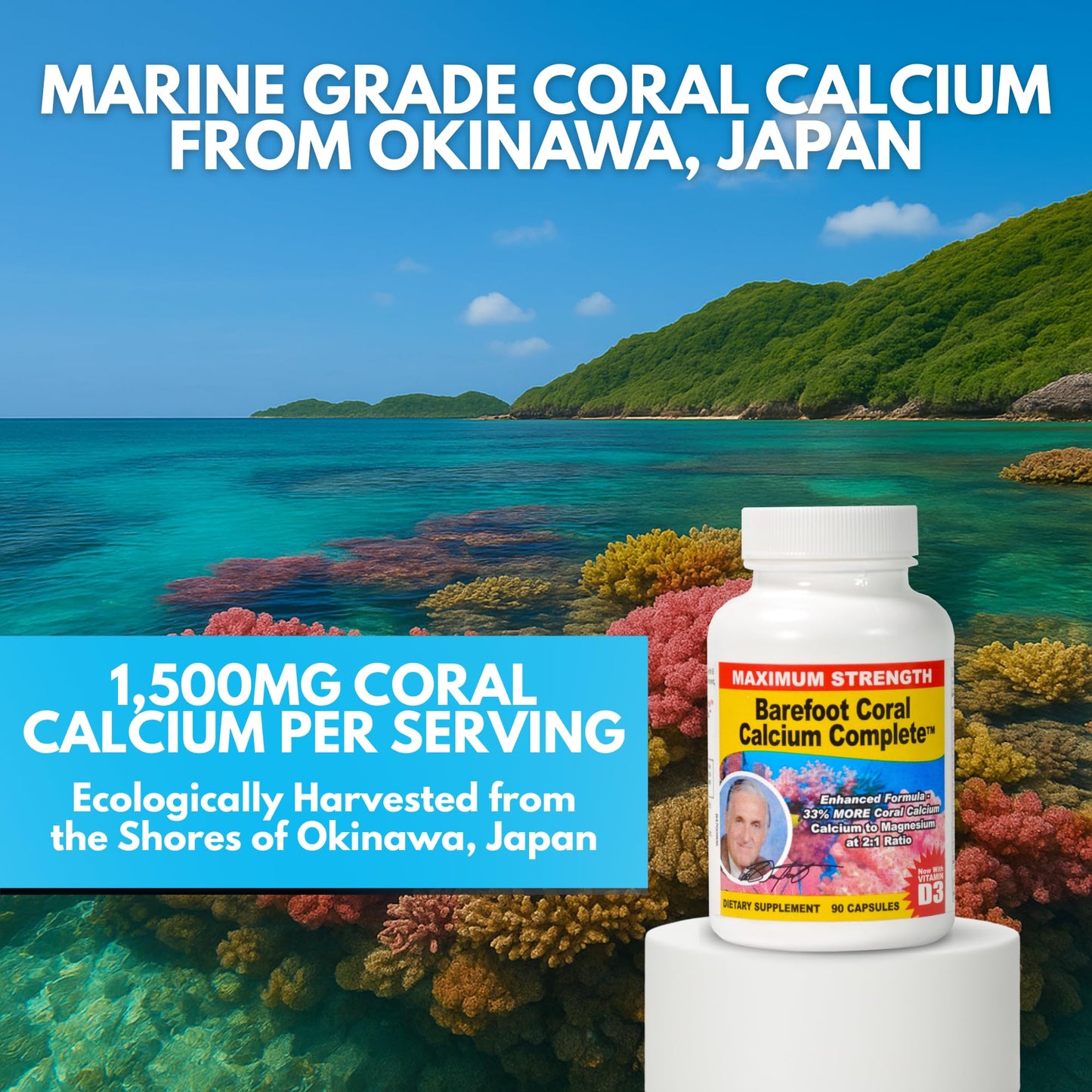 Barefoot Coral Calcium Complete 1500mg – 90 Capsules | Calcium, Magnesium & Vitamin D3