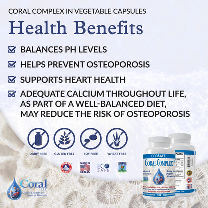 Coral Complex 3: Coral Calcium 900 mg, Vitamin D3 1200 IU, Magnesium 168 mg – 180 Vegetarian Capsules