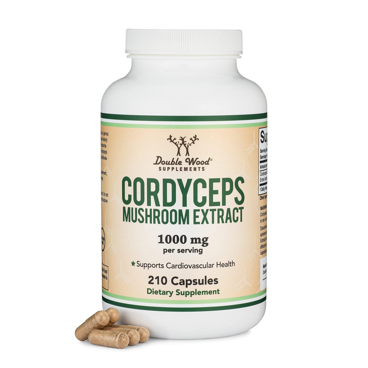 Cordyceps Capsules 210 Count | 1,000mg | 7% Polysaccharides | Double Wood