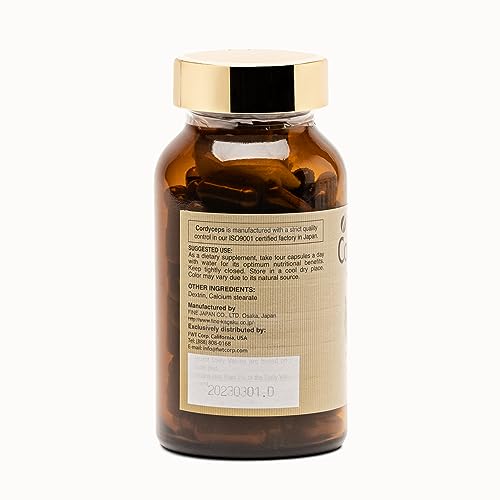 FINE JAPAN Cordyceps Capsules | Premium Cordyceps Militaris & Sinensis 1000mg