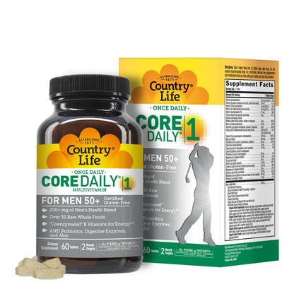 Country Life CORE DAILY-1 Multivitamin for Men 50+ – Gluten Free, Energy & Immune Support | 60 Tablets