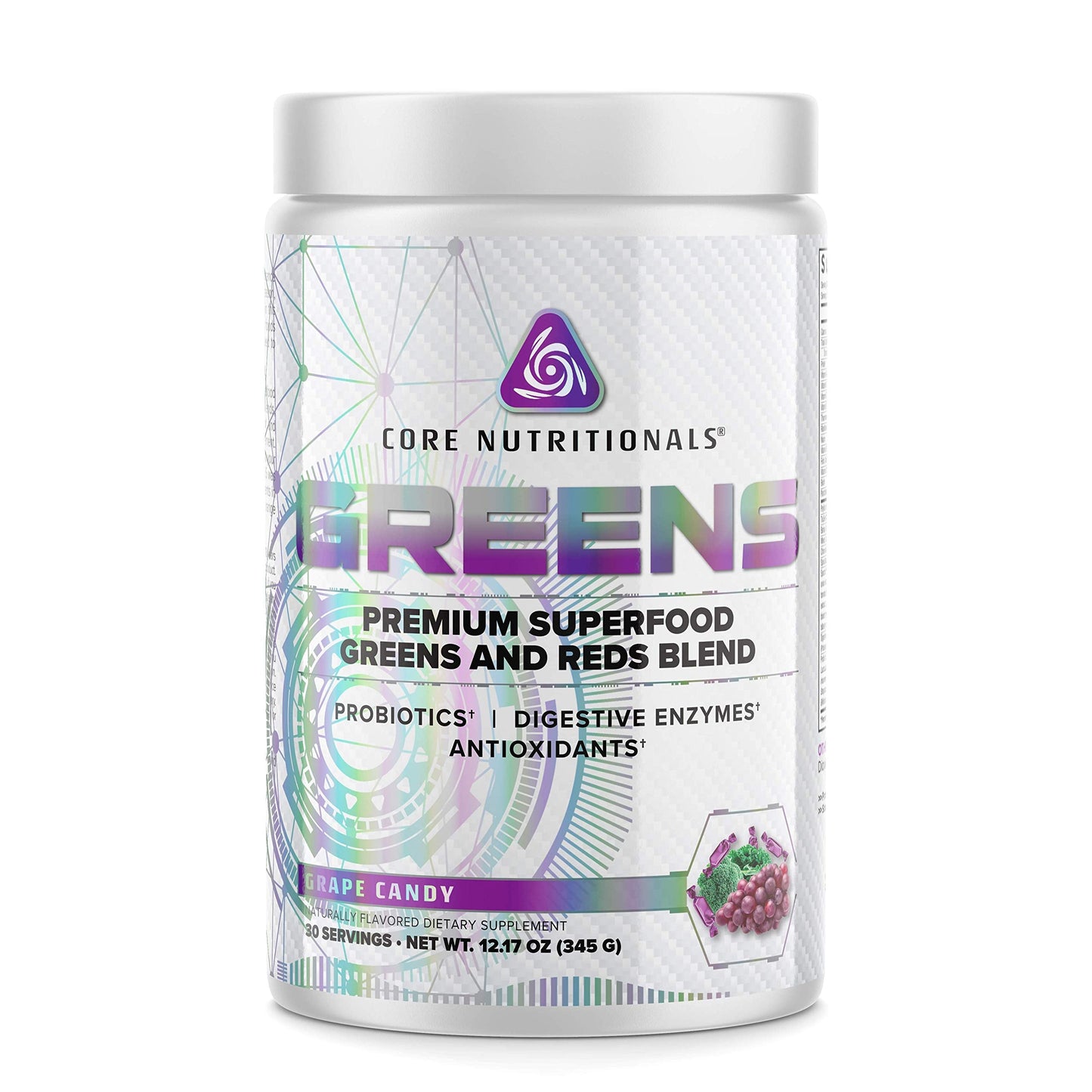 Core Nutritionals Greens – Premium Reds & Greens Superfood Blend | 30 Servings (Grape Candy)
