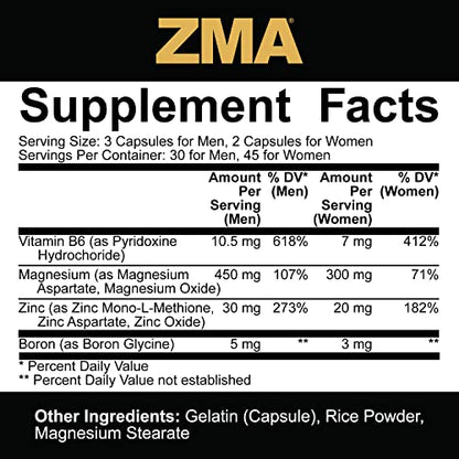 5% Nutrition Core ZMA with Boron – Zinc, Magnesium & B6 (90 Caps)