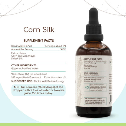 Corn Silk B120 Alcohol-Free Herbal Extract Tincture - Concentrated Zea Mays Dried Silk (4 fl oz)