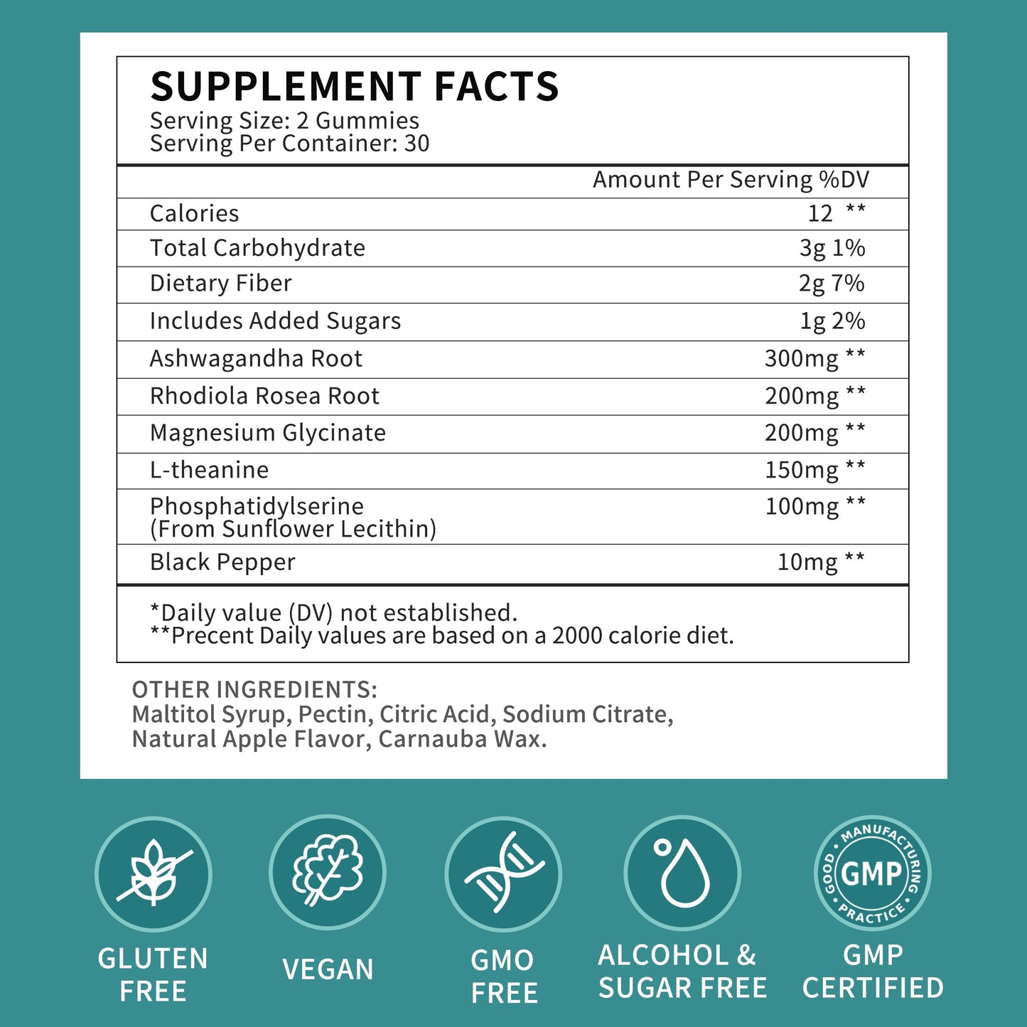 2 Pack Cortisol Gummies for Women – Ashwagandha, Rhodiola, Magnesium | 120 Gummies