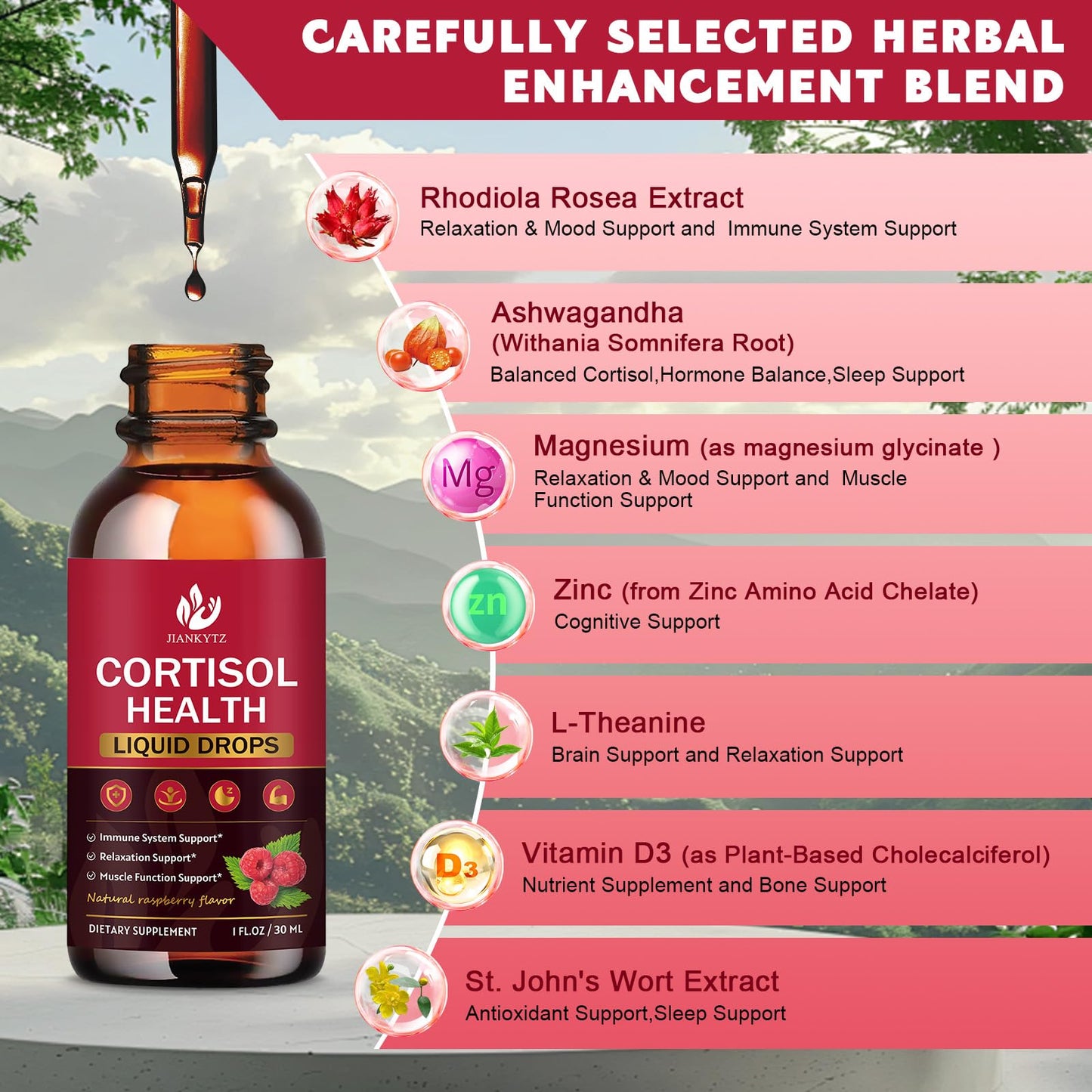 (2 Pack) Cortisol Liquid Drops for Women - Hormone Balance, Adaptogens, Magnesium Complex | Sugar-Free 1 Fl Oz
