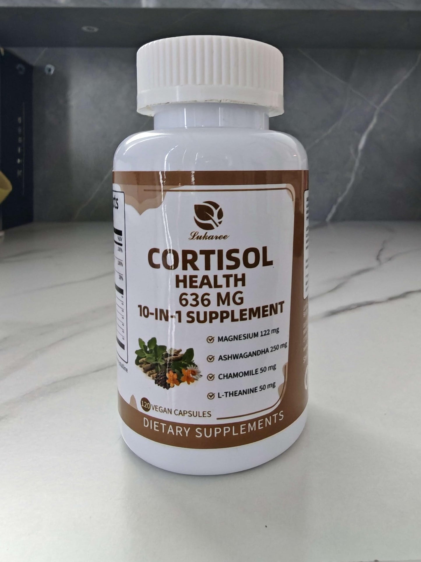 Lukaree 10-in-1 Cortisol Supplements – KSM-66 Ashwagandha + L-Theanine, 120 Caps (2 Pack)