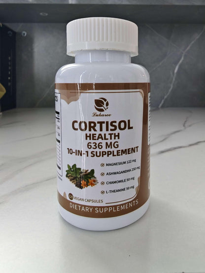 Lukaree 10-in-1 Cortisol Supplements – KSM-66 Ashwagandha + L-Theanine, 120 Caps (2 Pack)