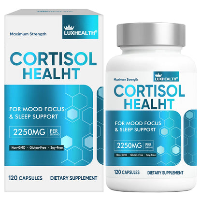 Cortisol Reducer for Women & Men - Ashwagandha, Magnesium, 120 Veg Capsules