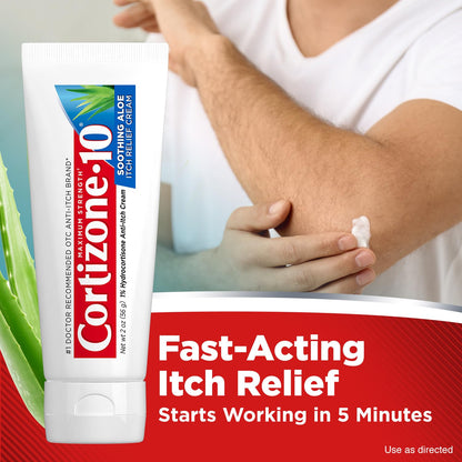 Cortizone-10 Maximum Strength Soothing Aloe Itch Relief Cream, 1% Hydrocortisone, 4 x 2 oz