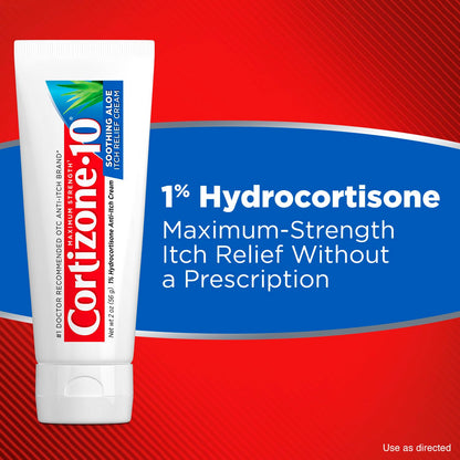 Cortizone-10 Maximum Strength Soothing Aloe Itch Relief Cream, 1% Hydrocortisone, 4 x 2 oz