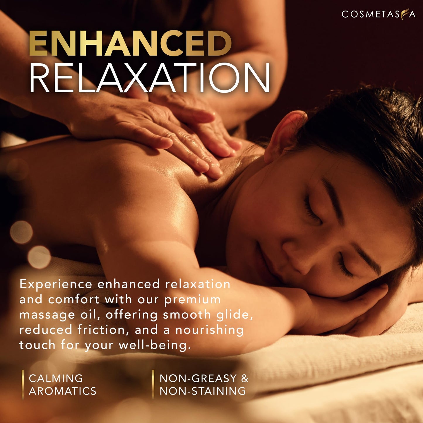 Cosmetasa Lavender Massage Oil with Hot Stones – Spa-Quality, Natural & Cruelty-Free (8.8 oz)