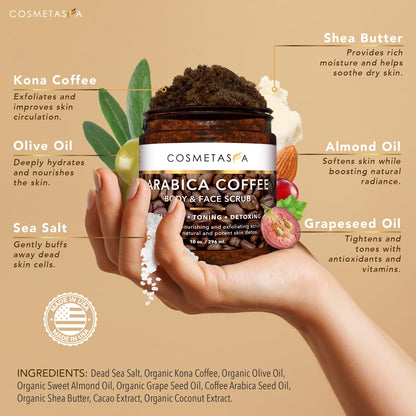 Cosmetasa Massage Oil Kit - Anti-Cellulite Spa Set with Coffee Scrub & Gloves