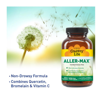 Country Life Aller-Max Quercetin with Bromelain – Immune Support (Gluten-Free, Vegan, Vitamin C & Zinc) 100 Count